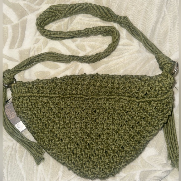 NWT F21  GREEN MACRAME BAG - Picture 7 of 8